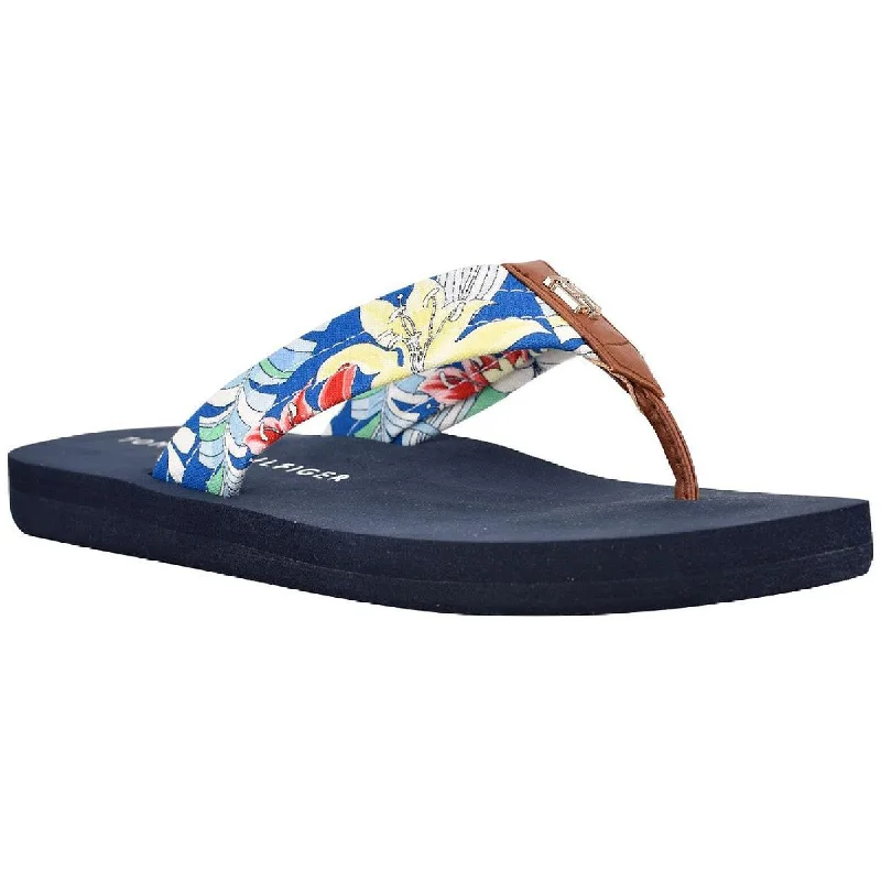 Tommy Hilfiger Womens Criste-X Floral Print Slip On Flip-Flops