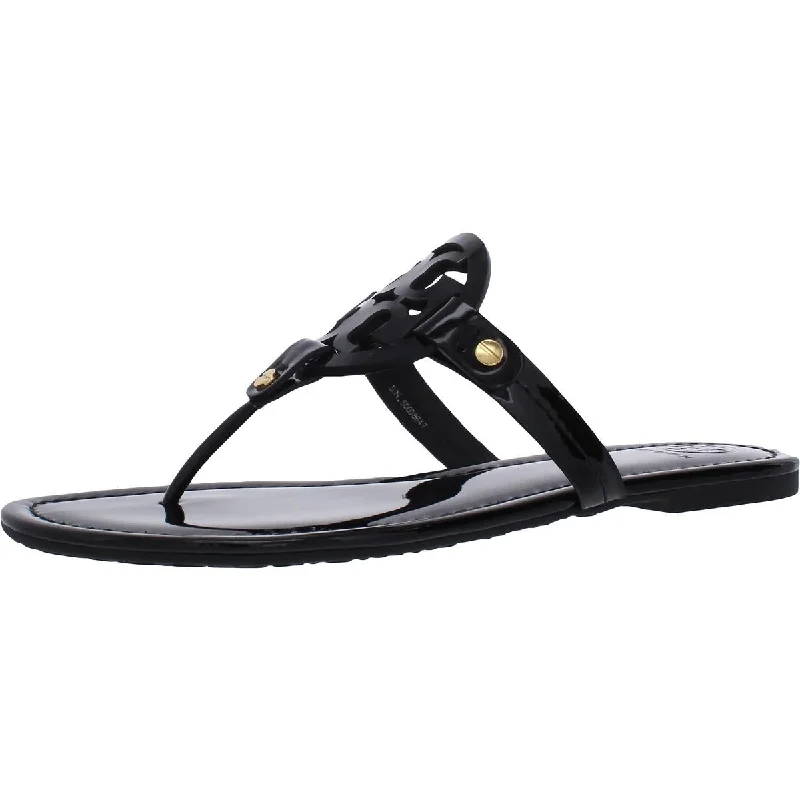 Tory Burch Women's Miller Patent Leather Laser Cut T-Strap Thong Sandal