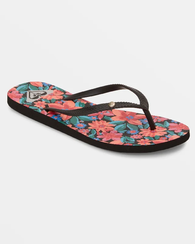 Bermuda Sandals - Black/Cactus Flower