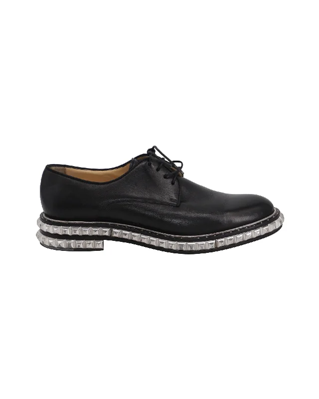 Christian Louboutin Embellished Midsole Oxfords in Black Leather