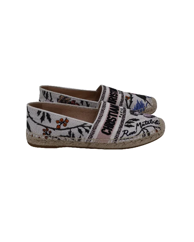 Dior Rose Mutabilis Embroidered Granville Espadrilles in Multicolor Canvas