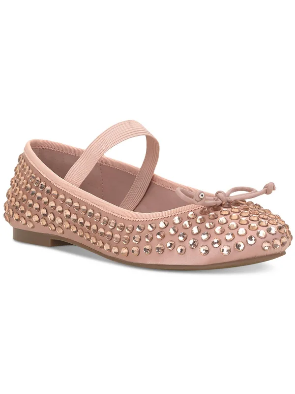 EFFIE Womens Satin Rhinestones Ballet Flats