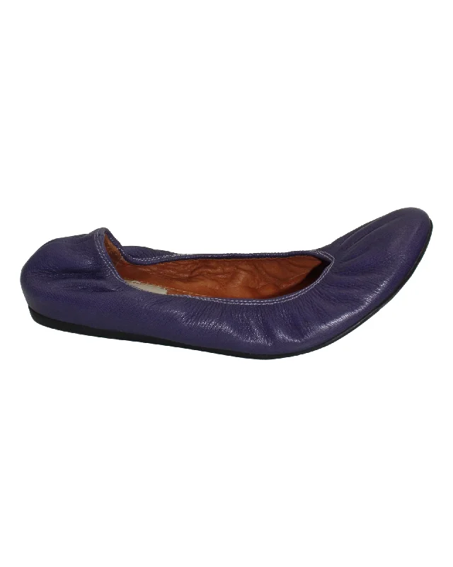 Lanvin Ballerina Flats in Purple Calf Leather