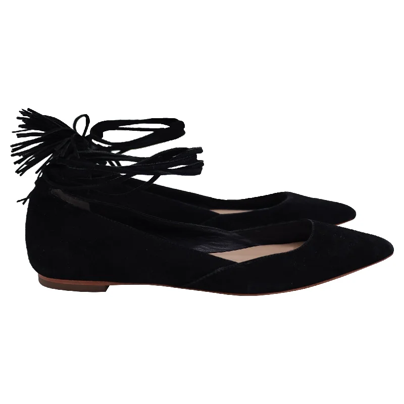 Loeffler Randall Tassel Accents D'Orsay Flats in Black Suede