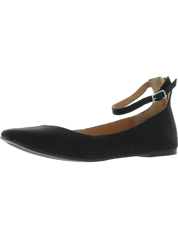 Noor Womens Faux Leather Ankle Strap Flats