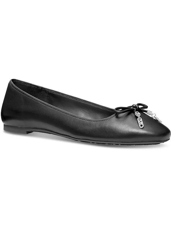 NORI  Womens Leather Bow at tow Ballet Flats