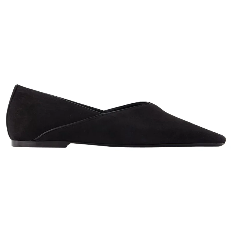 The Everyday Flat Ballerinas - TOTEME - Suede - Black