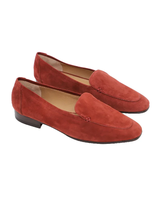 The Row Adam Loafer in Dark Vermillion Suede