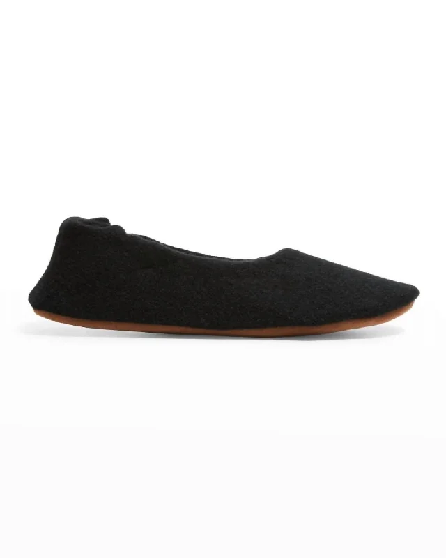 Women's Cashmere Ballet Flat In Black