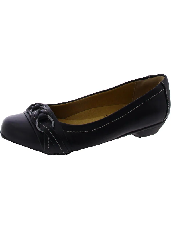 Womens Leather Embellished Ballet Flats